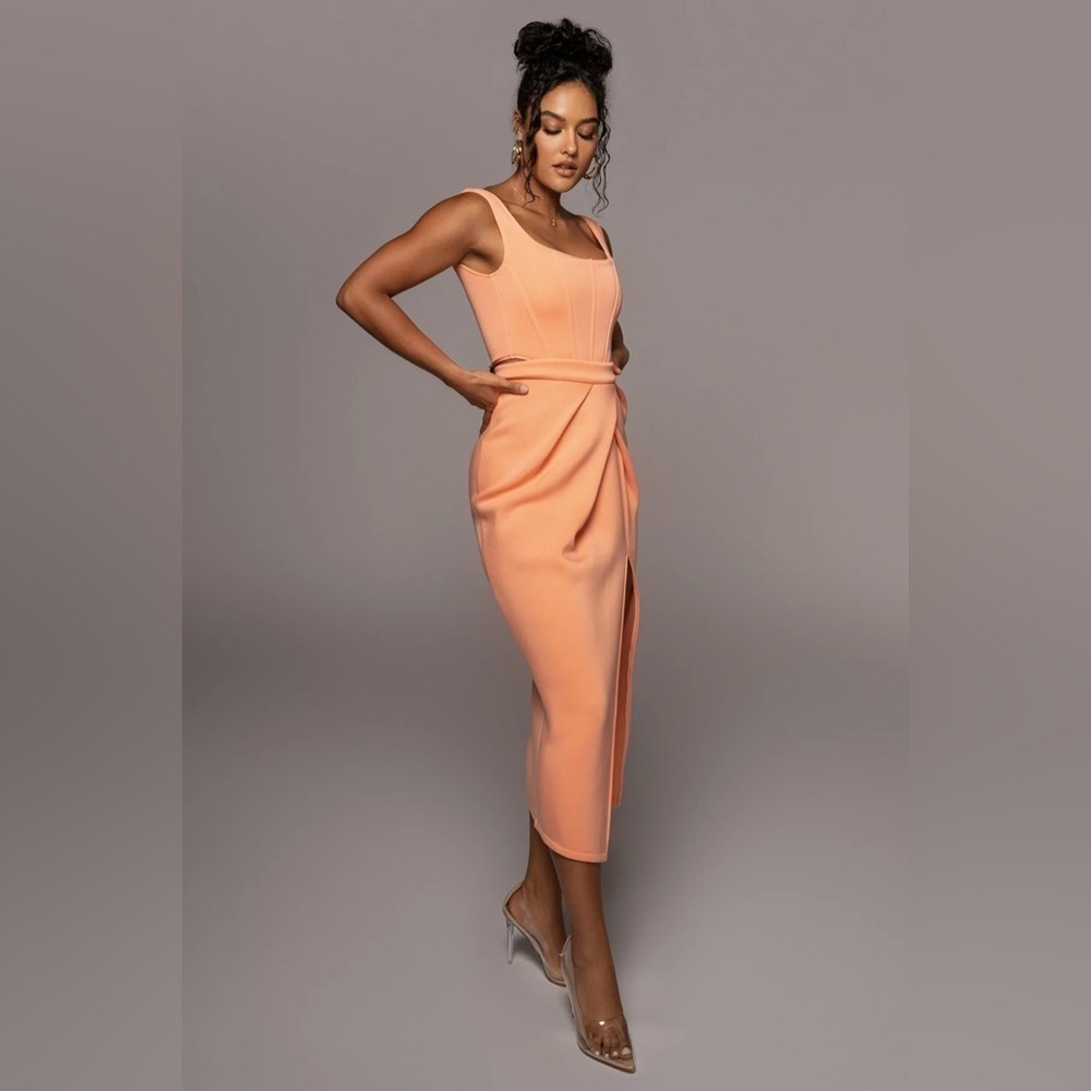 JLUXLABEL Roxanne Slit Skirt – Peach | Size Small - Picture 4 of 4